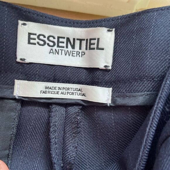 Essentiel Antwerp dark blue/white faint stitch ankle pants, zipper, cuffs, 34(2) - Picture 2 of 13